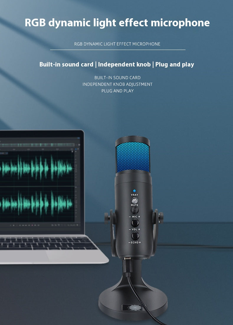 RGB USB Condenser Microphone - Gaming & Streaming Mic with LED