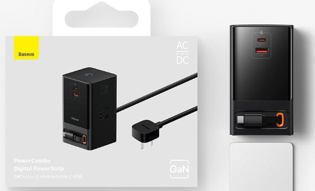 GaN 65W Fast Charging Power Strip - USB-C PD Charger for Multi-Device