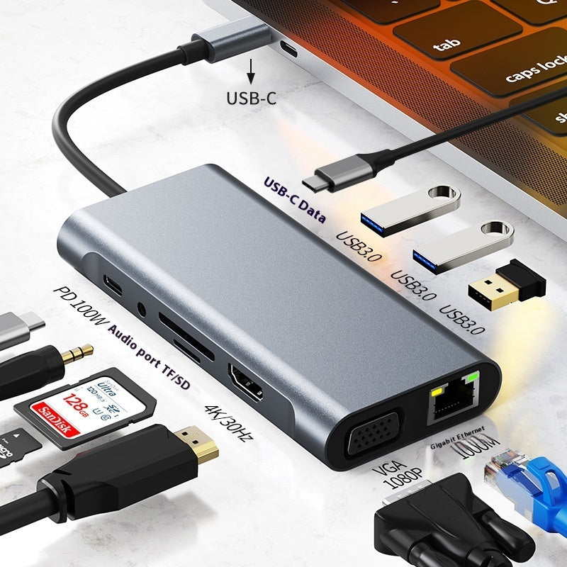 11-in-1 USB-C Docking Station - Gigabit Ethernet Hub Adapter