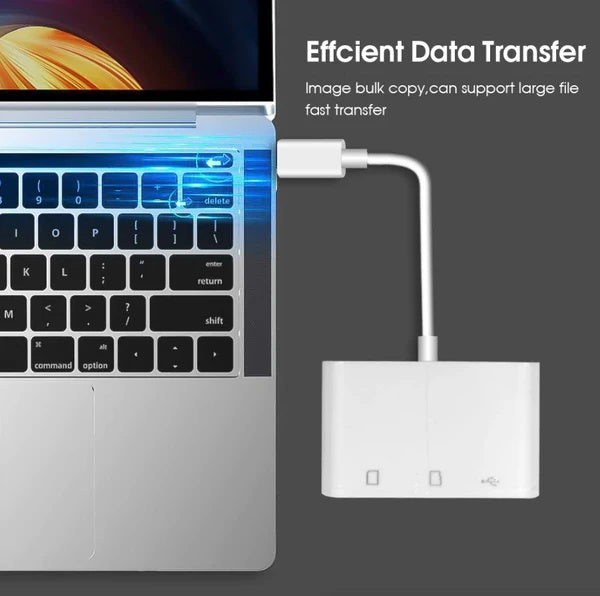 USB-C Hub 3-in-1 Adapter - SD Card Reader & USB-A Port for MacBook Pro Laptop