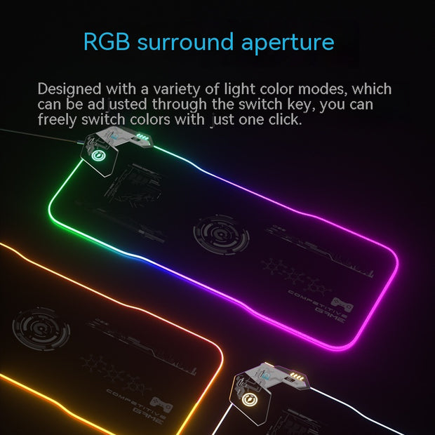 RGB Gaming Mouse Pad - Wireless Charging with USB Hub & LED Lights