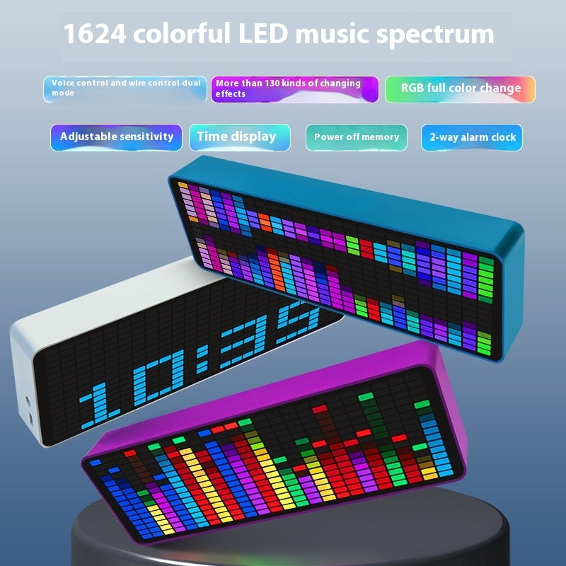RGB Music Spectrum Clock - LED Audio Visualizer with Digital Display