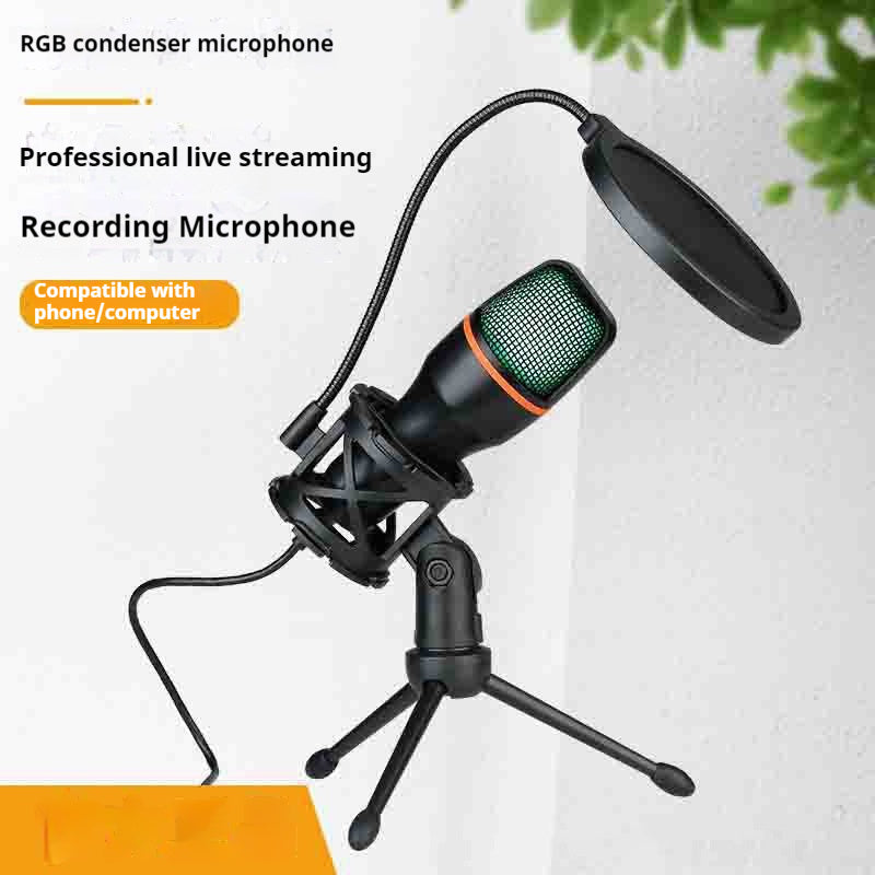 USB Condenser Microphone - Desktop Tripod with Pop Filter