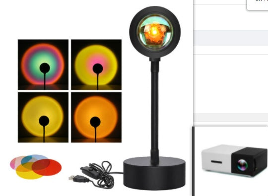 Sunset Projection Lamp - USB LED Night Light | 4 Modes Rainbow Projector for Room Decor & Photography