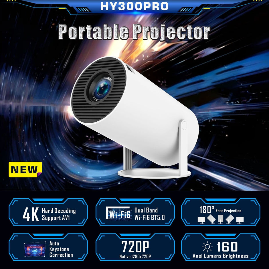 HY300 Pro Projector - Portable Home Theater Entertainment System