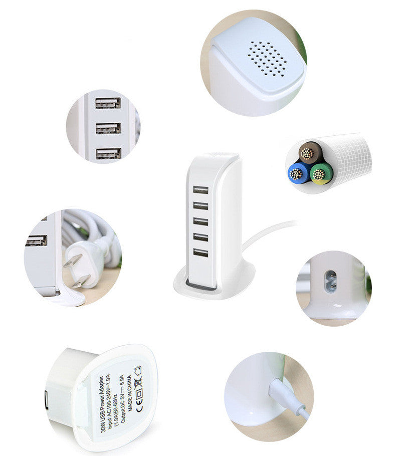 6-Port USB Power Strip Charger - Multi-Device Charging Station