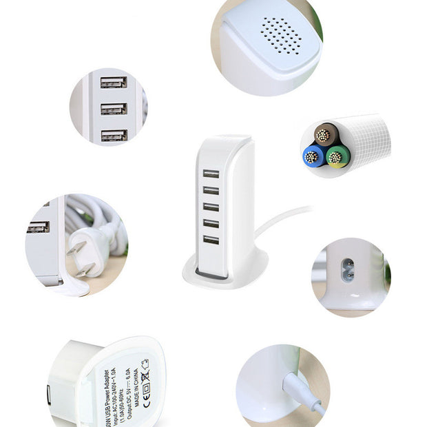 6-Port USB Power Strip Charger - Multi-Device Charging Station
