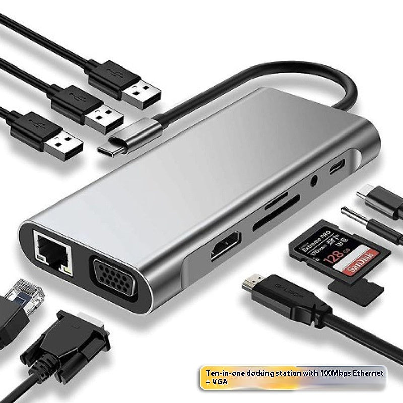 USB-C Docking Station - Multi-Port Hub Adapter for Laptop
