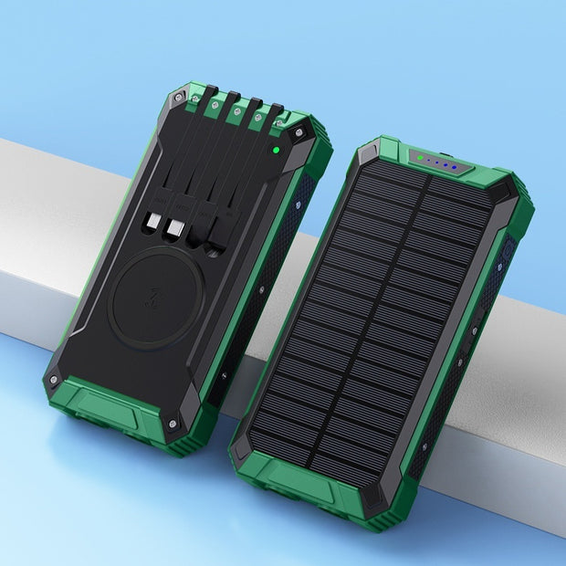 Solar Wireless Power Bank - Portable Charger with Qi Charging