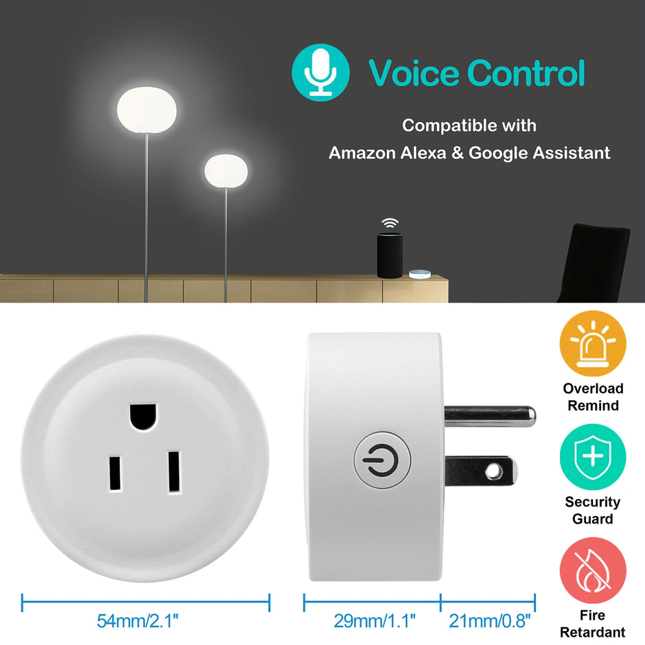 WiFi Smart Plug - Voice Control Outlet with Alexa & Google Home | APP Remote Timer Socket
