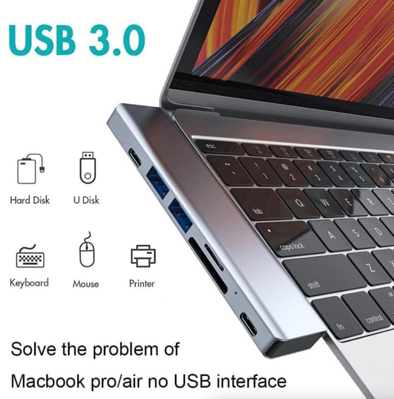 USB-C Hub Multiport Adapter - Type C to USB 3.0 4K HDMI for MacBook Pro Air