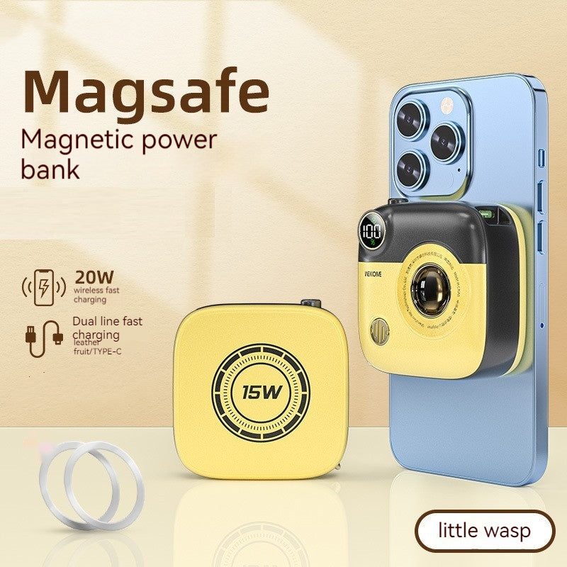 Retro Camera Wireless Power Bank - 10000mAh Magnetic Charger