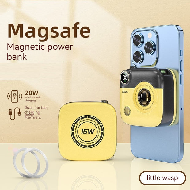 Retro Camera Wireless Power Bank - 10000mAh Magnetic Charger