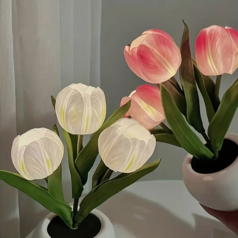 Tulip Lamp - LED Flower Table Lamp with Dimmable Touch Control | USB Rechargeable Night Light