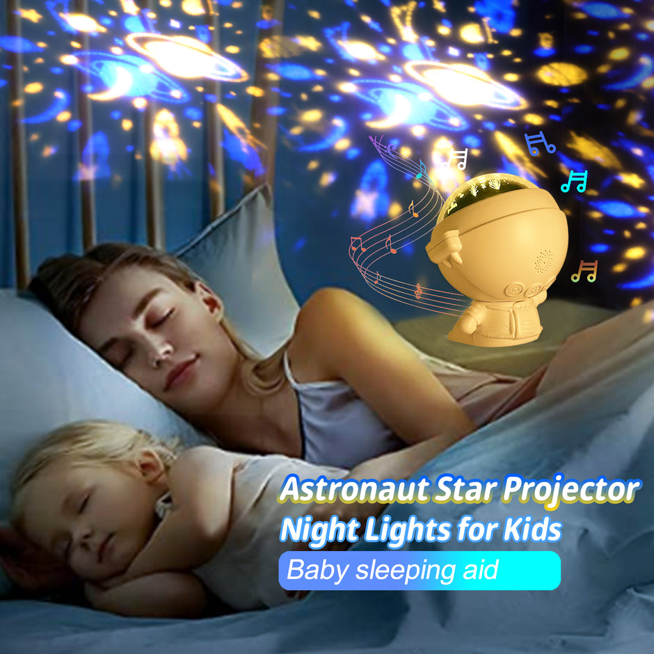 Astronaut Galaxy Star Projector - Music & Rotation Night Light