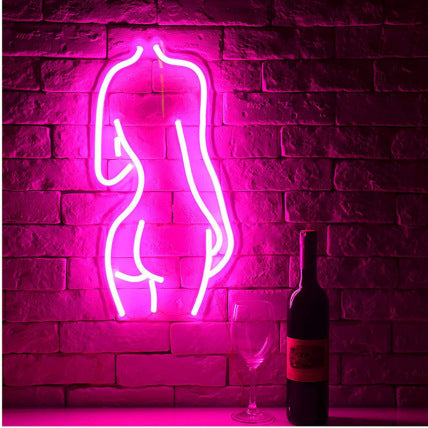 LED Neon Sign - Woman Silhouette Wall Art for Bedroom & Bar