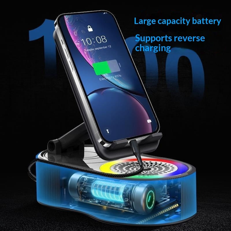5-in-1 Phone Stand - Bluetooth Speaker Power Bank with Microphone