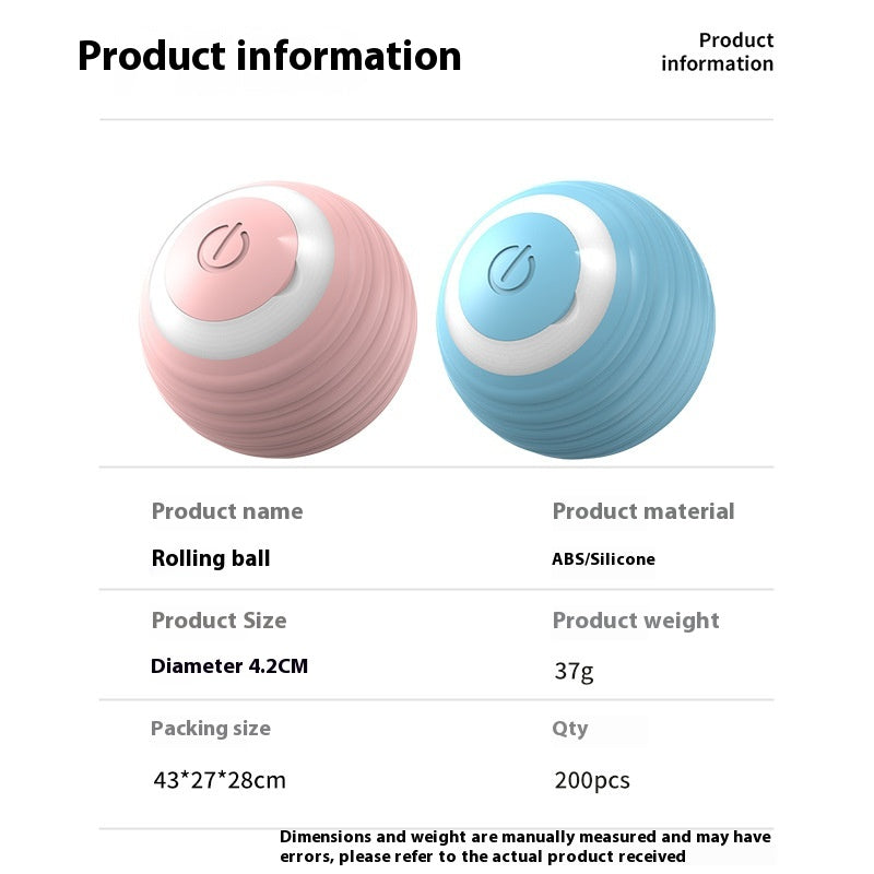 Smart Interactive Pet Toy Ball - USB Rechargeable Automatic Rolling Ball for Dogs and Cats