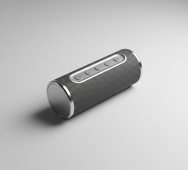 generate a photo of portable speaker with plain light grey background