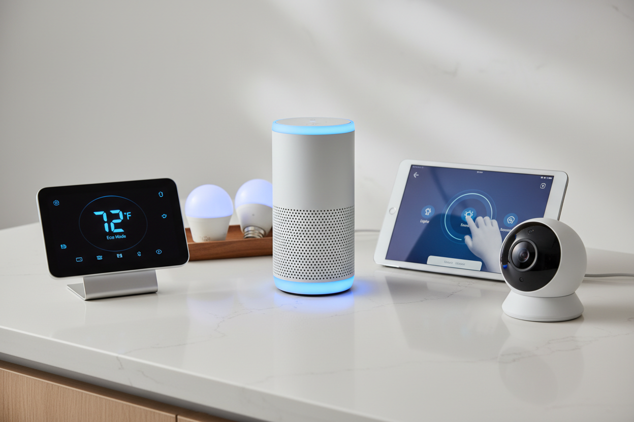 generate a photo size 3776 x 2160px related to smart home appliance or gadgets