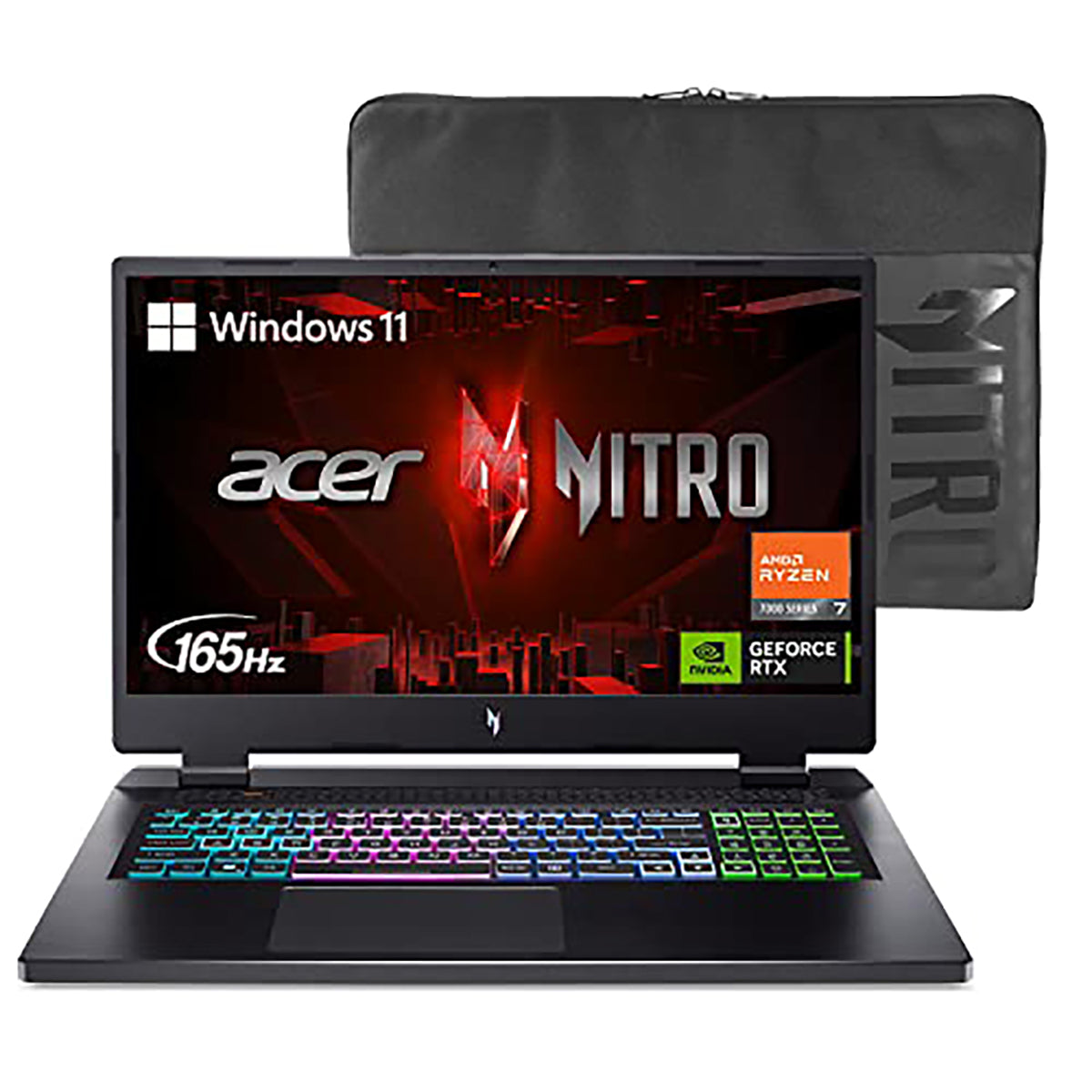 acer Nitro 17 Gaming Laptop | AMD Ryzen 7 7840HS Octa-Core CPU | NVIDIA GeForce RTX 4060 Laptop GPU | 17.3" QHD 165Hz IPS Display | 1TB Gen 4 SSD | Wi-Fi 6E | RGB Backlit KB | AN17-41-R7G3, Black