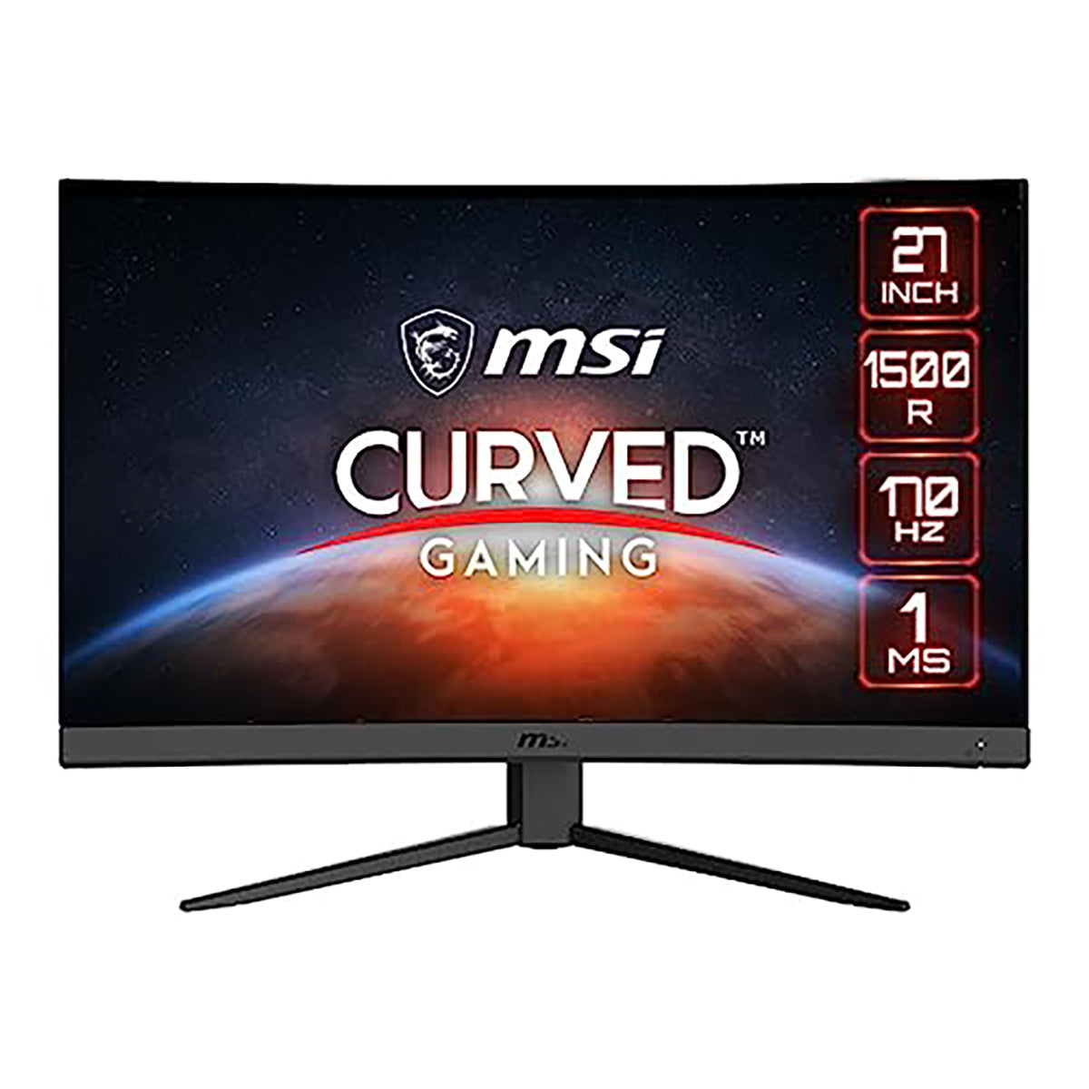 MSI Full HD Non-Glare 1ms 2560 x 1440 170Hz Refresh Rate 2K Resolution Free Sync 27" Curved Gaming Monitor (Optix G27CQ4 E2) - Black