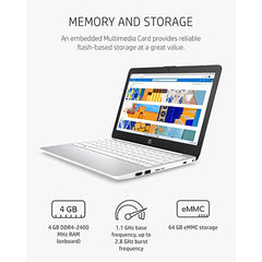 HP Stream 11 Laptop, Celeron N4020, 4GB RAM, 64GB SSD, 11.6” HD, Win 11, White (2021)