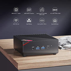 ACEMAGICIAN [Dual LAN Mini Gaming PC] AMD Ryzen 7 5800U Mini PC (8C/16T, up to 4.4Ghz) 16GB DDR4 512GB NVMe SSD Mini Computers, 4K Triple Display Mini Desktop WiFi6/Bluetooth/Dual Channel