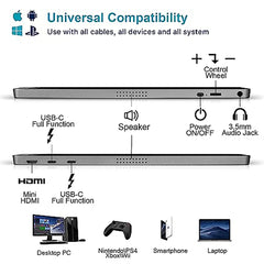 KYY Portable Monitor 15.6inch 1080P FHD USB-C Laptop Monitor HDMI Computer Display HDR IPS Gaming Monitor w/Premium Smart Cover & Screen Protector, Speakers, for Laptop PC MAC Phone PS4 Xbox Switch