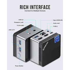GMKtec Mini PC Windows 11 Pro Intel N5105, 8GB RAM 128GB Hard Drive Desktop Mini Computer, Micro Computer with Dual HDMI 4K, Dual DDR4, Dual WiFi, RJ45 Ethernet, BT4.2 & Cooling Fans