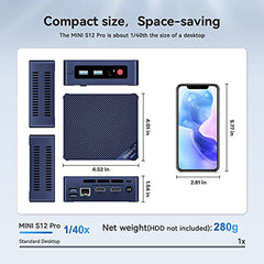 Beelink Mini PC, Mini S12 Pro Intel 12th N100(4C/4T, Up to 3.4GHz), 16GB DDR4 500GB M.2 SSD, Mini Desktop Computer Support 4K@60HZ Dual HDMI Display/WiFi6/BT5.2/USB3.2/1000Mbps/LAN/WOL Micro PC