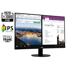 Acer 21.5 Inch Full HD (1920 x 1080) IPS Ultra-Thin Zero Frame Computer Monitor (HDMI & VGA Port), SB220Q bi