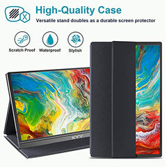 KYY Portable Monitor 15.6inch 1080P FHD USB-C Laptop Monitor HDMI Computer Display HDR IPS Gaming Monitor w/Premium Smart Cover & Screen Protector, Speakers, for Laptop PC MAC Phone PS4 Xbox Switch