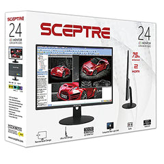 Sceptre 24-inch Professional Thin 1080p LED Monitor 99% sRGB 2x HDMI VGA Build-in Speakers, Machine Black (E248W-19203R Series)