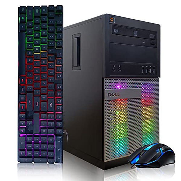 Dell Gaming PC Desktop Computer - Intel Quad I5 up to 3.6GHz, GeForce GTX 1650 4G GDDR5, 32GB Memory, 128G SSD + 3TB, RGB Keyboard & Mouse, DVD, WiFi & Bluetooth 5.0, Win 10 Pro (Renewed)