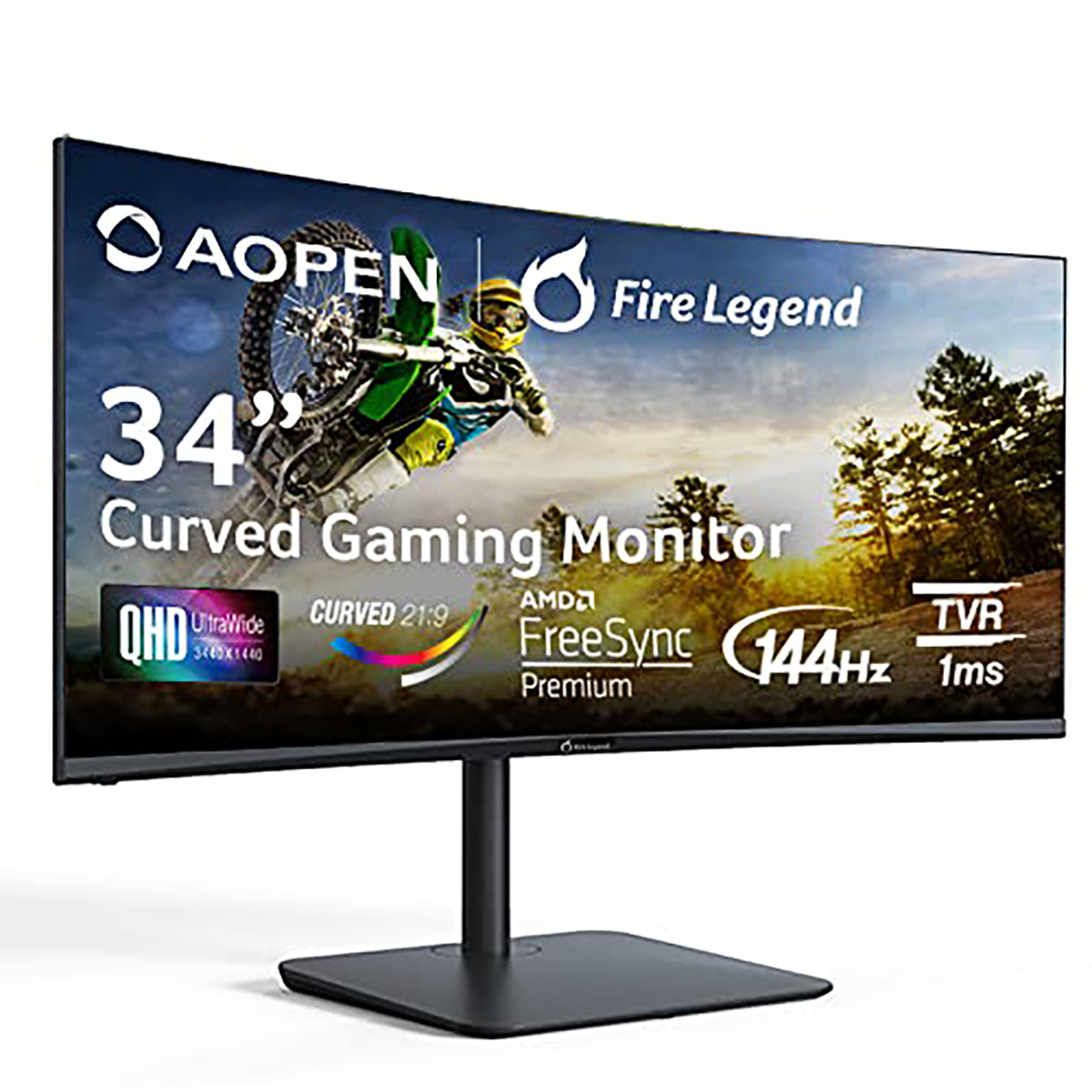 AOPEN 34HC5CUR Pbmiiphx 34" 1500R Curved Zero-Frame UWQHD (3440 x 1440) VA Gaming Monitor AMD FreeSync Premium Technology Up to 144Hz 1ms 21:9 2 x HDMI 2.0 Ports & 1 x Display Port 1.4, Black