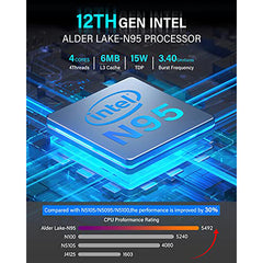 KAMRUI GK3 Plus Mini PC 16GB RAM 512GB M.2 SSD, Intel 12th Alder Lake N95 (up to 3.4GHz) Mini Tower PC, 2.5''SSD, Gigabit Ethernet, 4K UHD, WiFi, BT, VESA/Home/Business Mini Desktop Computer
