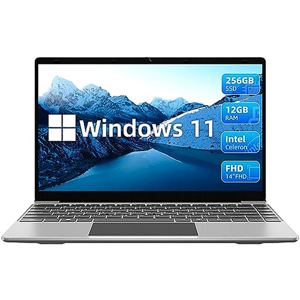 Jumper 14" Laptop 12GB DDR4 256GB SSD Intel Celeron Quad-Core Windows 11 Gray