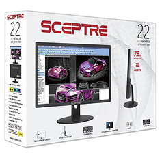 Sceptre 22 inch 75Hz 1080P LED Monitor 99% sRGB HDMI X2 VGA Build-In Speakers, Machine Black (E225W-19203R series)