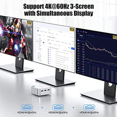 CTONE Mini PC Intel 12th N95(Up to 3.4GHz) 8GB RAM 256GB M.2 2242 NGFF with Windows 11 Pro Small Portable Compact Mini Computers Support Triple Screen Display 4K@60Hz/2*RJ45/Dual-WiFi/BT 4.2